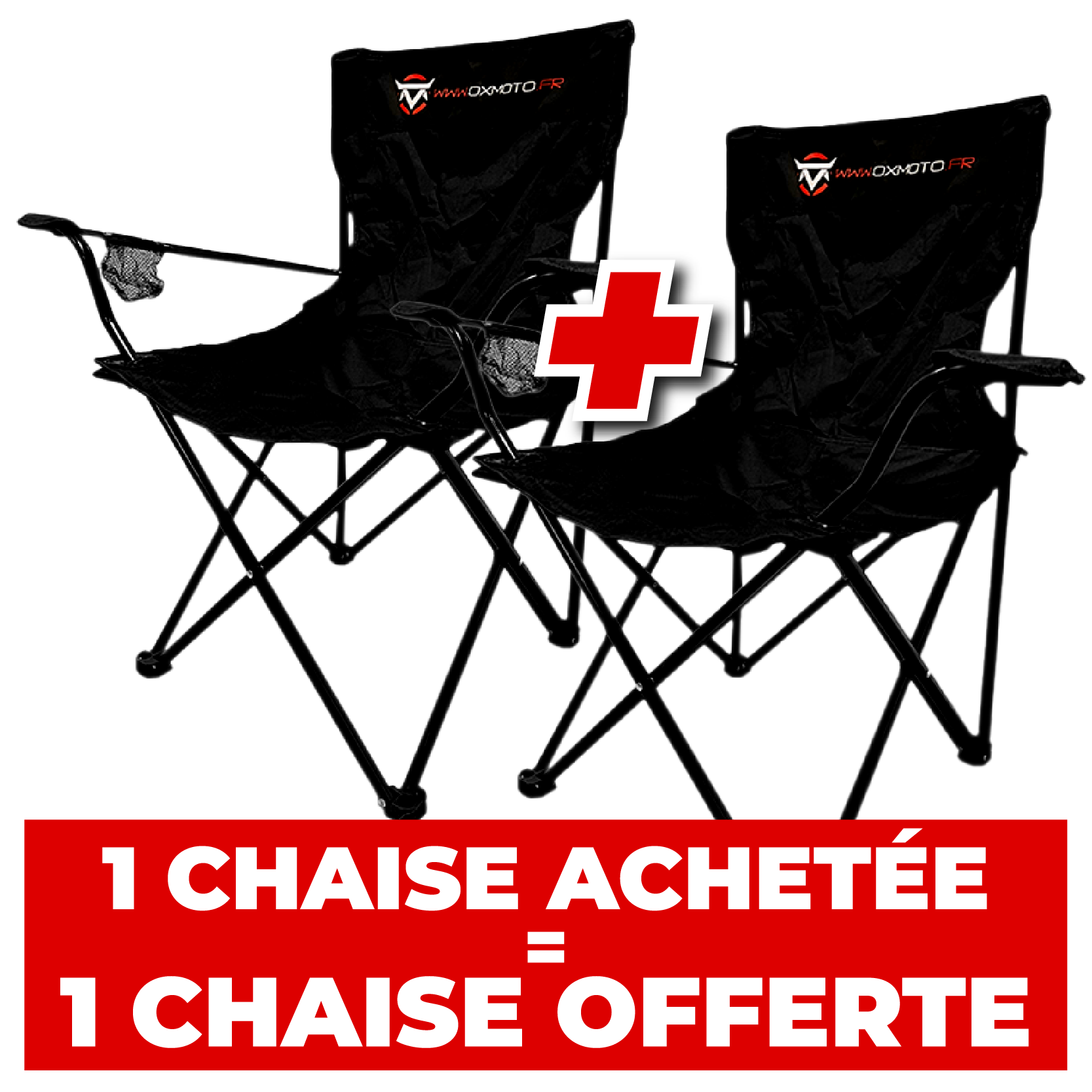 Pack 2 chaises de paddock OXMOTO.FR pliable - 1 achetée = 1 offerte