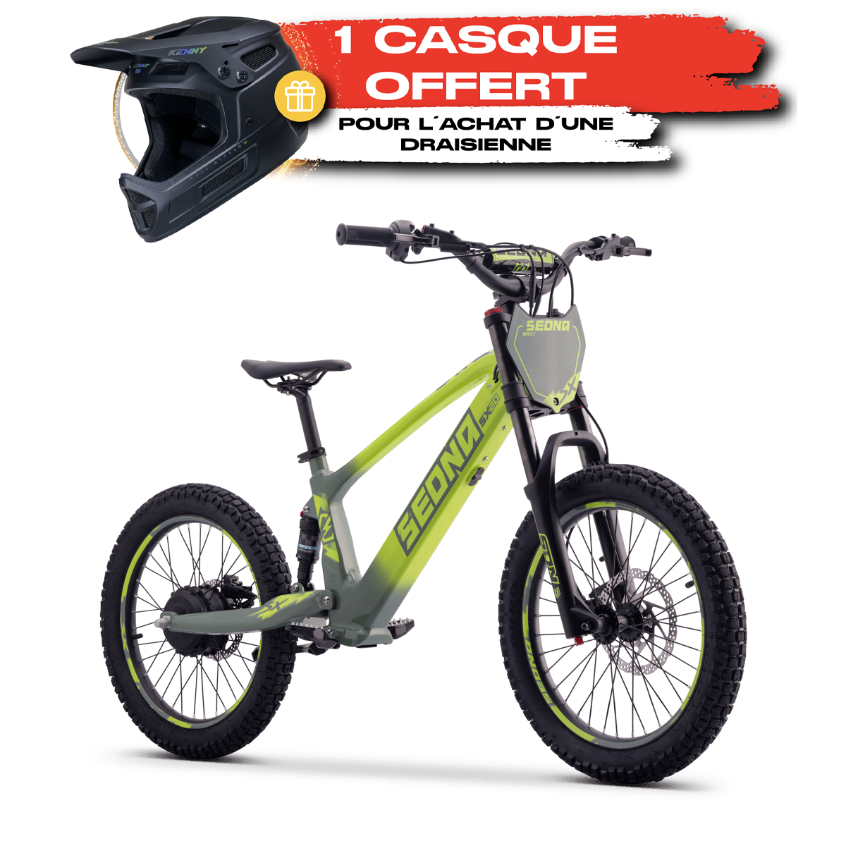 Draisienne SEDNA SX20 vert + Casque KENNY