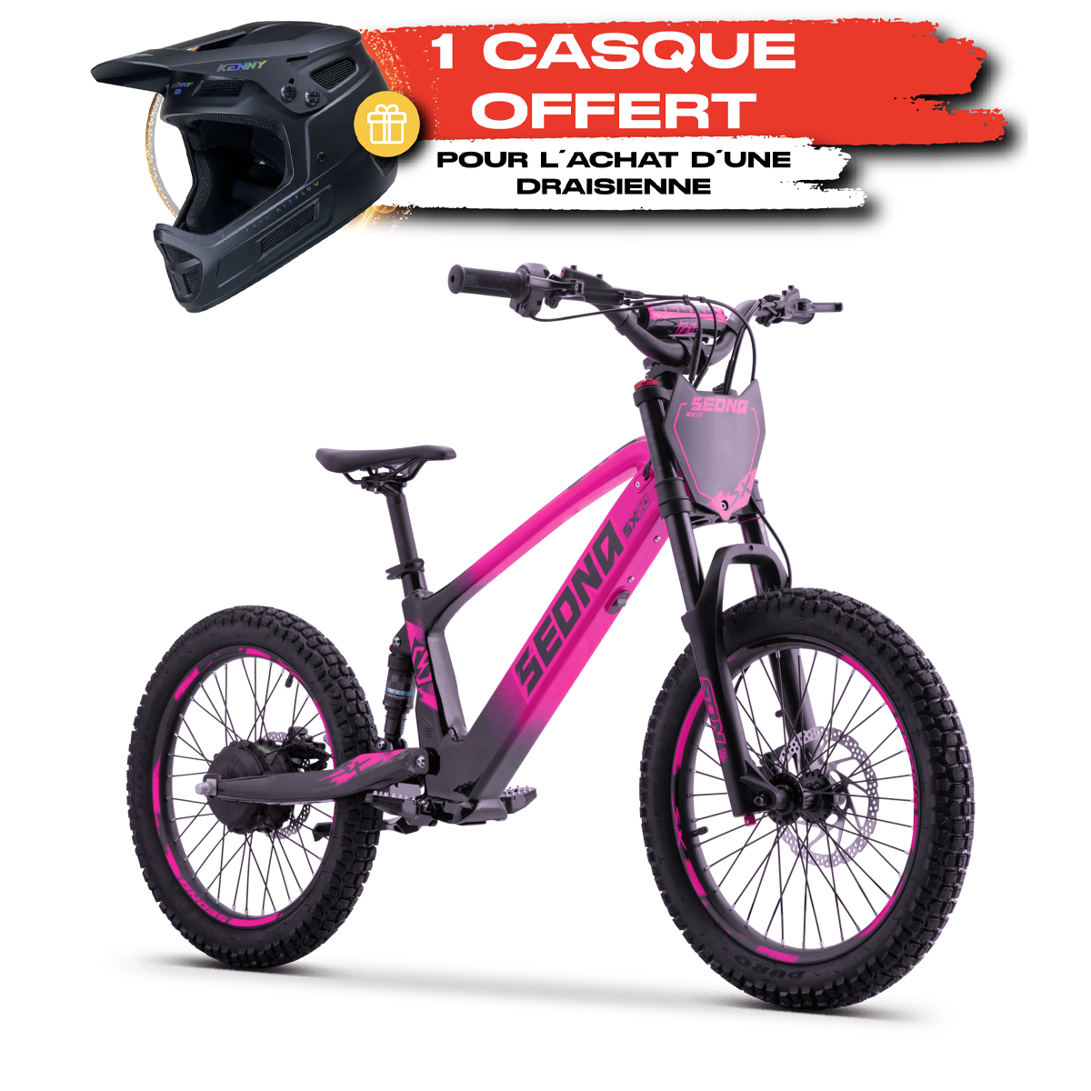 Draisienne SEDNA SX20 rose + Casque KENNY