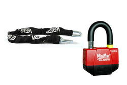 Kit antivol VECTOR chaîne 1.30m + cadenas/bloque-disque MiniMax Alarm+