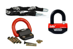 Kit antivol VECTOR chaîne 1,30m + cadenas/bloque-disque MiniMax+ + Fixation Compac Blok